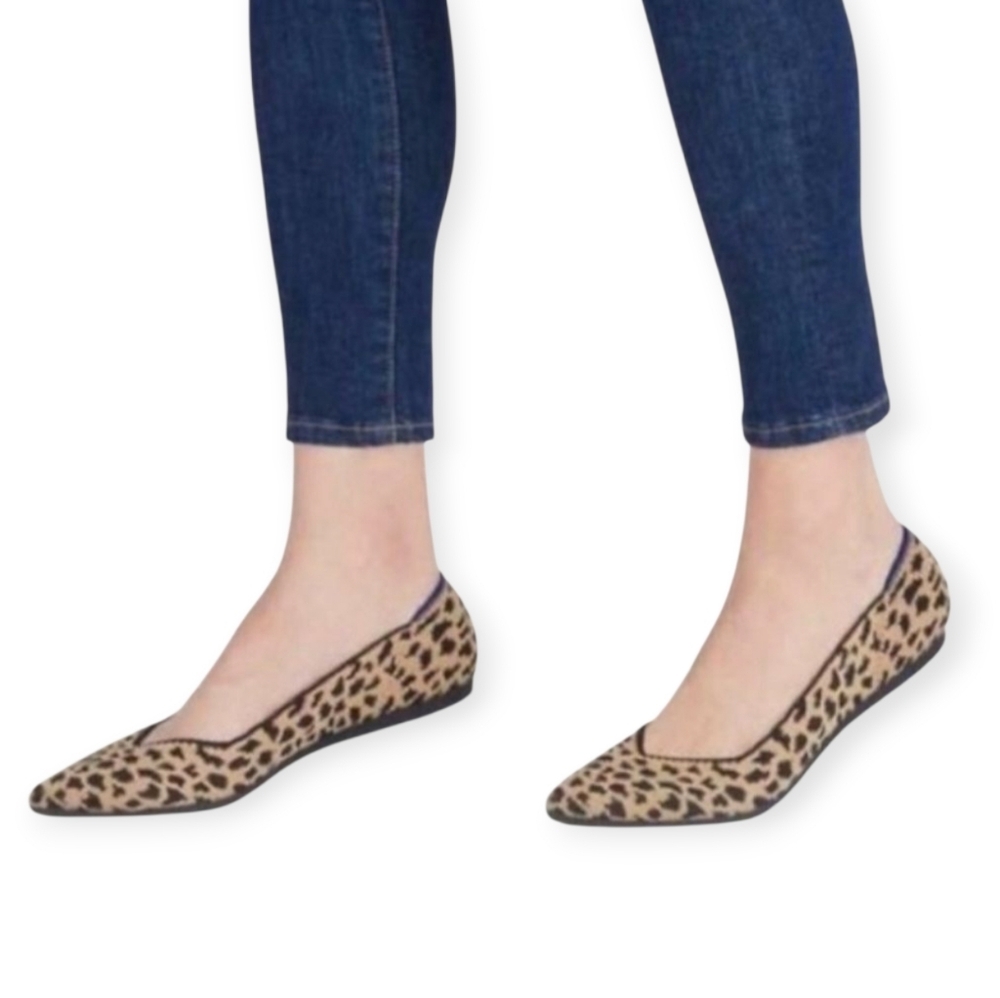 Rothy's Pointed Toe Retired Leopard Print Flats W… - image 1